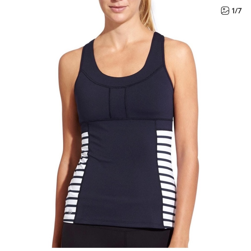 Athleta navy Hyper Stripe PR Tank top